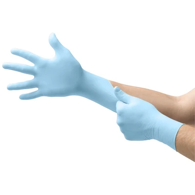 Image of Ansell TouchNTuff 92 670 Disposable Nitrile Gloves, Powder Free and Food Certified, High Chemical Resistance Mechanical Protection, Professional Safety Blue, Size S (100 Gloves)
