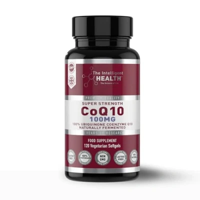 Image of Ubiquinone Coenzyme Q10 100mg Softgel Capsules, 120 Super Strength Vegan Friendly Naturally Fermented High Absorption CoQ10 Capsules Made in The UK to GMP Standards by Intelligent Health