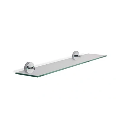 Image of Croydex QM411441 Pendle Flexi Fix Glass Shelf, Silver