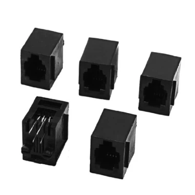 Image of sourcing map 5Pcs Vertical RJ9 RJ10 RJ22 4P4C PCB Jacks Female Connectors for Phone Handset