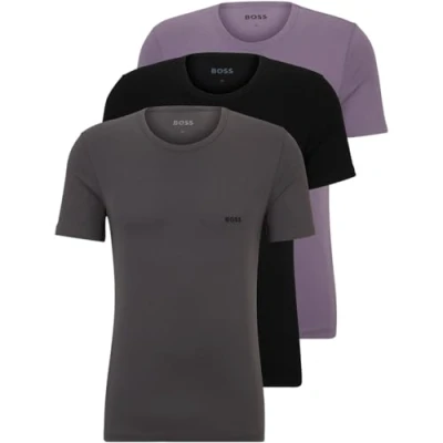 Image of BOSS Mens Pack Classic T Shirt Grey/Black/Purple M