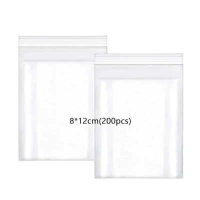 Image of Zip Lock bags Resealable Plastic 8X12cm Grip Seal Small Suitable for Kitchen Assortment Biscuits Nuts Jewelry Packaging Sealed Storage Pouches Mini 100μm 200pcs