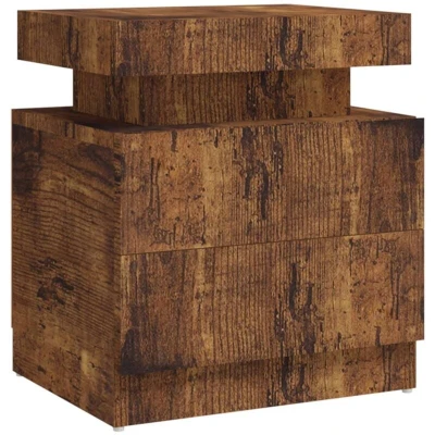 Image of vidaXL Bedside Cabinet Smoked Oak 45x35x52 cm Engineered Wood