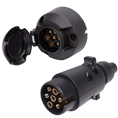 Image of AGRISHOP 12 V 7 Pin Trailer Plug Socket Male Female Wiring Connector Adapter For RV Caravan Tractor Truck Van Towbar Towing Boat Car Accessory