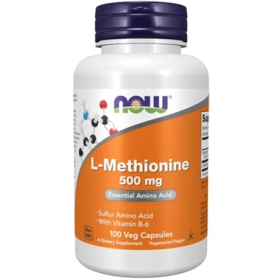 Image of Now Foods, L Methionine, 500mg, 100 Capsules, Lab Tested, Amino Acid, Vitamin B6, Gluten Free, Soy Non GMO