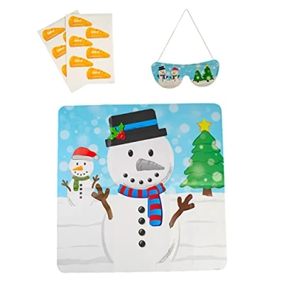 Image of HENBRANDT Snowman Christmas Party Game Stick the Carrot on for Boys and Girls Unisex Toys Xmas Favour Stocking Filler Eve Box