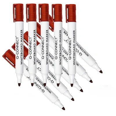 Image of Q Connect Drywipe Marker Pen Red (Pack of 10)