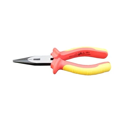 Image of HONGBAO 7 Inch Insulated Long Nose Pliers, 1000V VDE Tested, Chrome Vanadium Steel, GS Certified