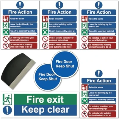 Image of Fire Action Notice Sign Signs Self Adhesive Safety Signage for Evacuation