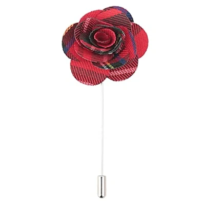 Image of DQT Mens Lapel Pin Tartan Plaid Formal Wedding Suit Red Royal Stewart