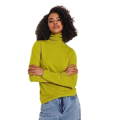 Image of Trendyol FeMan Slim fit Basic Turtleneck Knitwear Sweater,Oil Green,S
