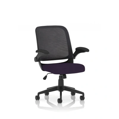 Image of Crew Task Operator Fabric Seat Tansy Purple Mesh Chair Folding Arms