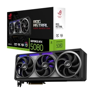 Image of ROG Astral GeForce RTX 5080 16GB GDDR7 OC Gaming Graphics Card (PCIe 5.0, 2xHDMI, 3xDisplay Port, Four Fans, Patented Cooling Tech for Lower Temps &amp; Noise, NVIDIA Ray Tracing, 4K Ultra Gaming, ARGB)