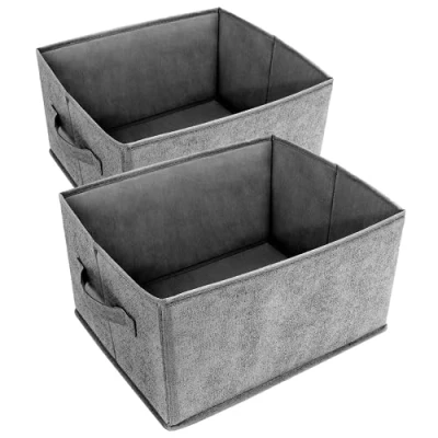 Image of AiQInu Drawer Organiser System Wardrobe Organiser, Pack of 2 Foldable Fabric PE Hard Board Underwear Storage Box Cabinet for Socks, Bras, Ties, Scarves