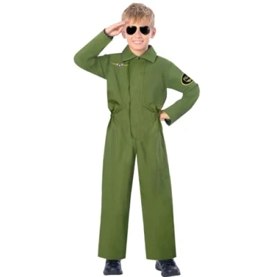 Image of (PKT) (9907037) Child Pilot Jumpsuit Costume (8 10yr)
