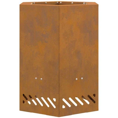 Image of vidaXL Smokeless Fire Pit Hexagonal 38x38x51 cm Weathering Steel