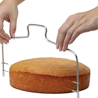 Image of KOKSI Professional Stainless Steel Cake Cutter, Adjustable, Double Cutting Wire Leveller