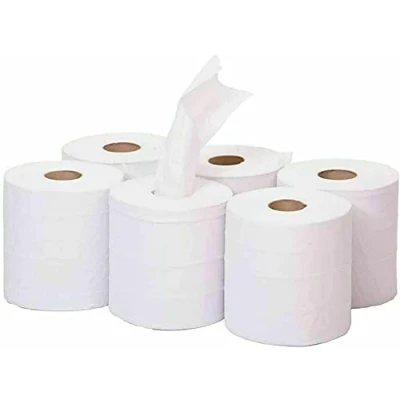 Image of Centre Feed Paper Wipe Rolls White Embossed 16CM X 100 M 6 Pack 2 PLY