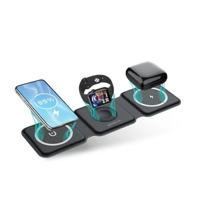 Image of GROOV E Triton GVWC10BK 3 in 1 Wireless Charging Pad, Black