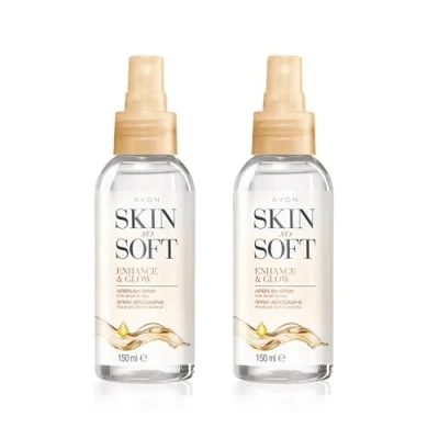 Image of Avon Skin So Soft Enhance &amp; Glow Airbrush Tanning Spray 150ml Duo, Sun Kissed Glow, Quick Drying, Easy to Use, Cruelty Free