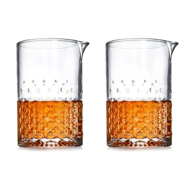 Image of Cocktail Mixing Glass 24oz (750ml) 2 Pack Professional Stirring with Thick Weighted Bottom &amp; Wide Spout Perfect for Sazerac, Negroni, Martinez More