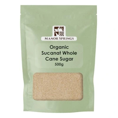 Image of Organic Sucanat Soft Whole Cane Sugar (Panela Brown, Rapadura) 500g by Manor Springs