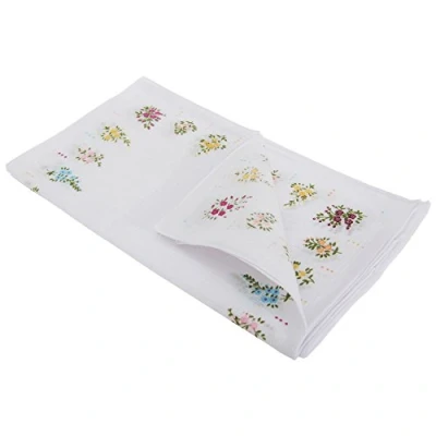 Image of Womens/Ladies Floral Cotton Rich Handkerchiefs (Pack Of 8) (One Size) (Grid Design)