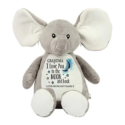 Image of Personalised Grandma I love You To The Moon And Back Teddy Bear Soft toys Birthday/Mothers Day Present. (Elephant)