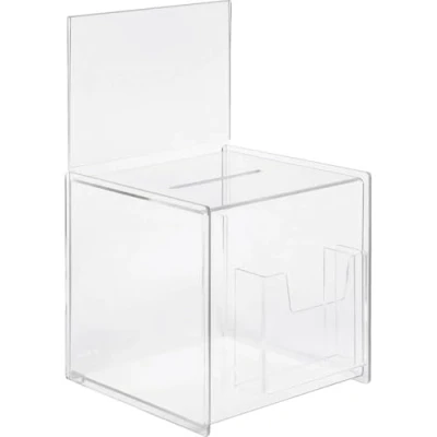 Image of SIGEL VA152 Promotional Box / Suggestion Box, 21 x 36 cm, additional compartment, with insert panel for A5, acrylic, transparent