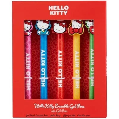 Image of Get Trend Hello Kitty Pens Set of 5 Erasable Gel Kawaii Office School Supplies Stationery Rollerball with Blue Ink Anime Gifts for Girls (Hello Kitty)