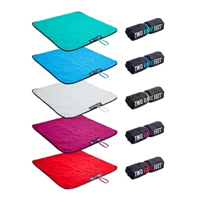 Image of Two Bare Feet Portable Changing Mat for Surfing, Swimming, SUP &amp; Watersports Waterproof, Soft Sherpa Fleece, Roll Up Design Easy Travel Outdoor Sports (Black/Raspberry)