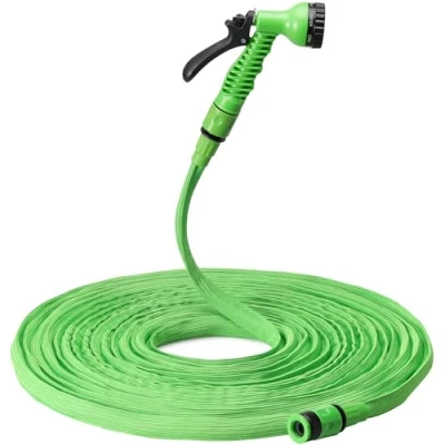 Image of Navaris Expandable Hose 15 30m (50ft 100ft) Flexible Expanding Garden Water Pipe with 7 function Spray Gun and Quick Connectors Green Hosepipes