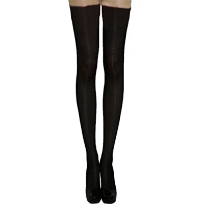 Image of Yummy Bee Thigh High Socks Over the Knee Women Hold Ups Fancy Dress Stockings (Black)