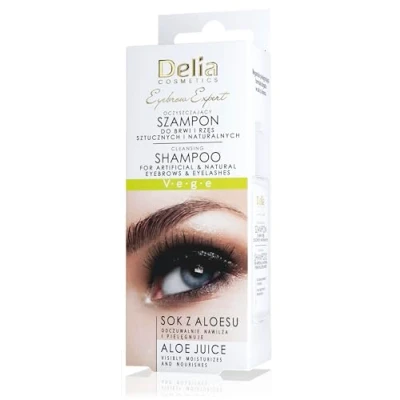 Image of Delia Cosmetics Eyebrow Expert Shampoo for Eyebrows and Lashes Natural Artificial Vegan Formula Moisturization Nutrition Preparation Treatments 50ml