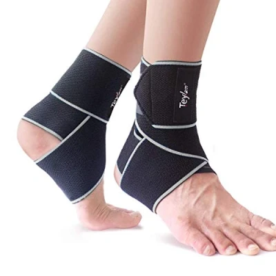 Image of Teylam Foot Brace Adjustable Ankle Support Flexible Ultra Thin Increases Circulation and Facilitates Swelling, Perfect for Football Volleyball, Adult (Unisex), Grey 2 pcs