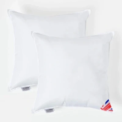 Image of HOMESCAPES 2 Pack Luxury Super Microfibre Cushion Inserts 50cm x (20 20) Perfect Bounce Back and Soft Cover Generously Filled Inner Pads Hypoallergenic Filler Handmade Machine Washable