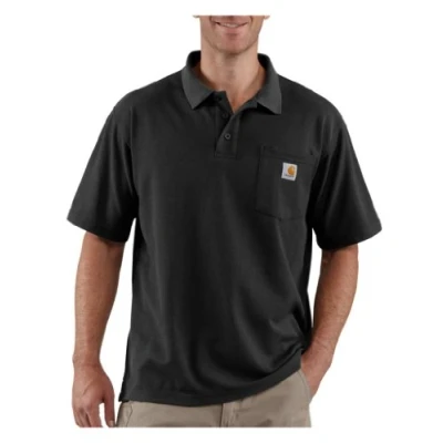 Image of Carhartt Men&#039;s Loose Fit Midweight Short Sleeve Pocket Polo, Black, S