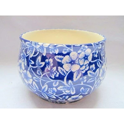 Image of Heron Cross Pottery Victorian blue open sugar bowl