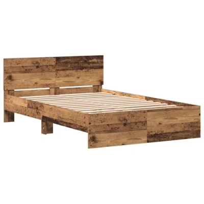 Image of vidaXL Bed Frame with Headboard Old Wood 120 x 190 cm Solid