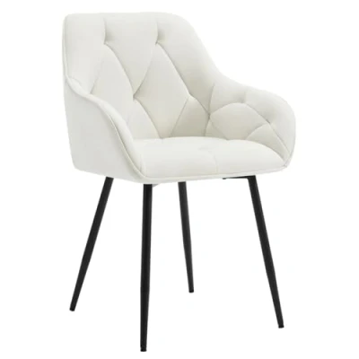 Image of WOLTU Dining Chair Kitchen Upholstered Living Room with Backrest, Armrests, Metal Legs, Ergonomic for Lounge, Office, Dressing Table Chair, Velvet, Cream