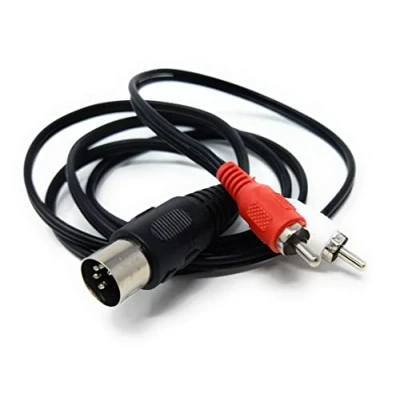Image of DRUT 1.2m 5 Pin Midi Male Din Plug to 2 x RCA Phono plugs Audio Cable wired 3+5 3.9ft