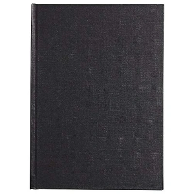 Image of Clairefontaine Ref 134245C Goldline Casebound Pad (64 Ivory Sheets) A5 (210 x 148mm) Size, 140gsm Paper, Portrait Layout Black Cover Suitable for Dry Techniques