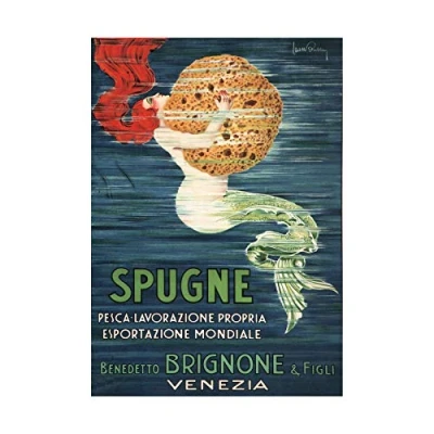 Image of Wee Blue Coo Sponge Mermaid Venice Italy Brignone Brothers Ad Picture Wall Art Print