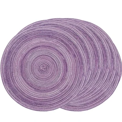 Image of SCF2017 38CM Round Woven Cotton Yarn Placemats Heat Resistant Table Mats Set of 6,Purple