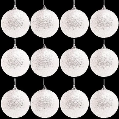 Image of Toyland® Pack of 16 9cm Glittery Christmas Tree Baubles Traditional Ornaments