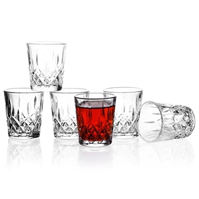 Image of dikbona Shot Glasses, 2oz Mini Glass Set of 6/60ml Glasses/Glasses Snifters/Cute Glasses/Clear Glasses/Sherry Glasses/Tasting Glasses/Heavy Base Glasses