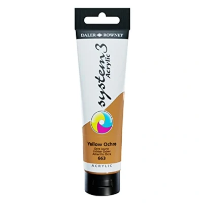 Image of Daler Rowney System3 Acrylic Paint, Plastic Tube, 5.07oz 150 ml, Yellow Ochre