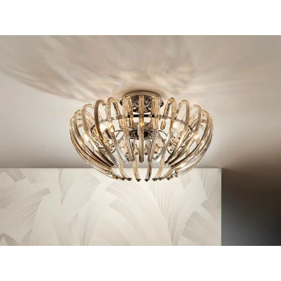 Image of Ariadna 9 Light Crystal Flush Ceiling Chrome, champagne, G9