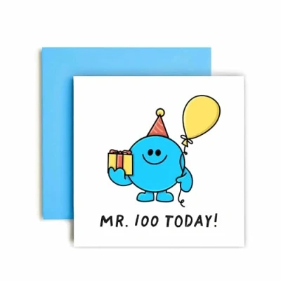 Image of Huxters Birthday Cards for Him Mr 100 Today Funny Card Dad Grandad Uncle 14.8cm (Him 100th)
