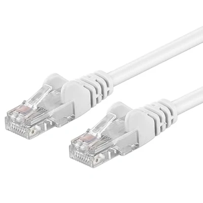 Image of PremiumCord Network Cable, Ethernet, LAN &amp; Patch Cable CAT5e, UTP, Fast Flexible Robust RJ45 1Gbit/S, AWG 26/7, Copper 100% Cu, White, 10 m